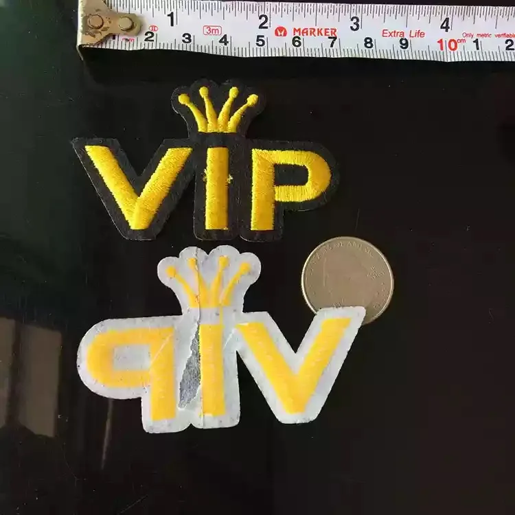 10 шт./лот с золотой короной вышитые патчи железной надписью VIP вышивка патч для