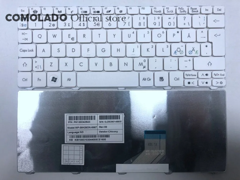 

ND Nordic Laptop Keyboard for Acer Aspire ZE6 ZE7 PAV70 PAV80 NAV50 350 eM350 NAV51 355 eM355 D255E AOD255E NAV70 POVE6 ND White
