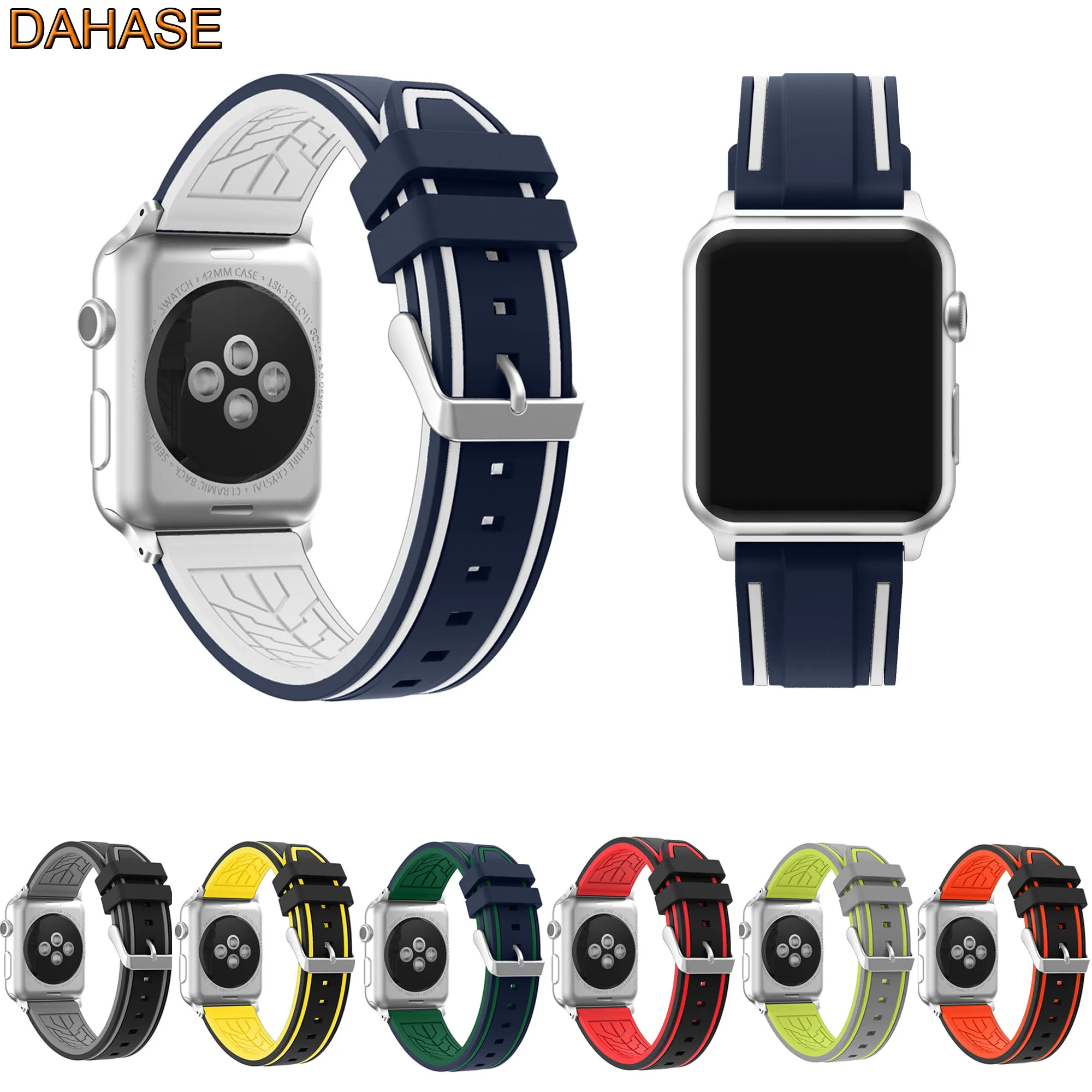 DAHASE Sport Silicone Watch Strap For Apple Watch Band 42mm 38mm Metal Buckle Bracelet Series 1 2 3 Replacement Wristband apple-bands-series- : image DAHASE Sport Silicone Watch Strap For Apple Watch Band 42mm 38mm Metal Buckle Bracelet Series 1 2 3 Replacement Wristband apple-bands-series-