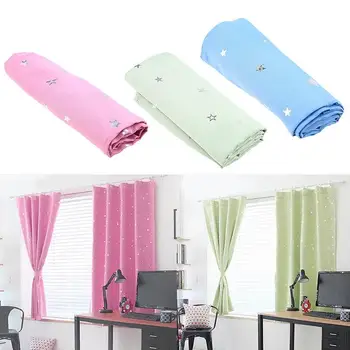 

100x130cm Star Printed Window Curtain Decorative Room Darkening Drape for Bedroom Living Room Grommets Top