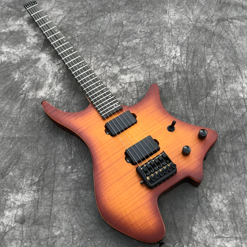 In Stock Grote Headless Electric Guitar with Flamed Maple, Satin finish
