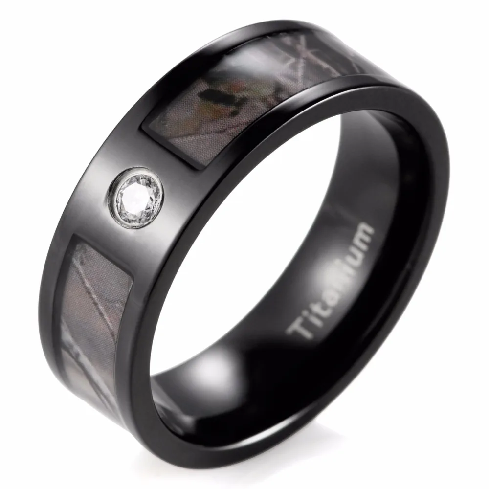 Shardon 8mm Men S Camo Wedding Ring Black Titanium Realtree Camo Cz