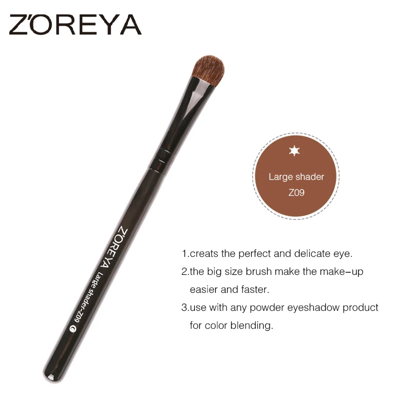 Zoreya Brand 3pcs Black Pony Hair Eye Shadow Makeup brushes Large Medium Small Eye Makeup Brush Set Luxury Cosmetic Brushes Kit