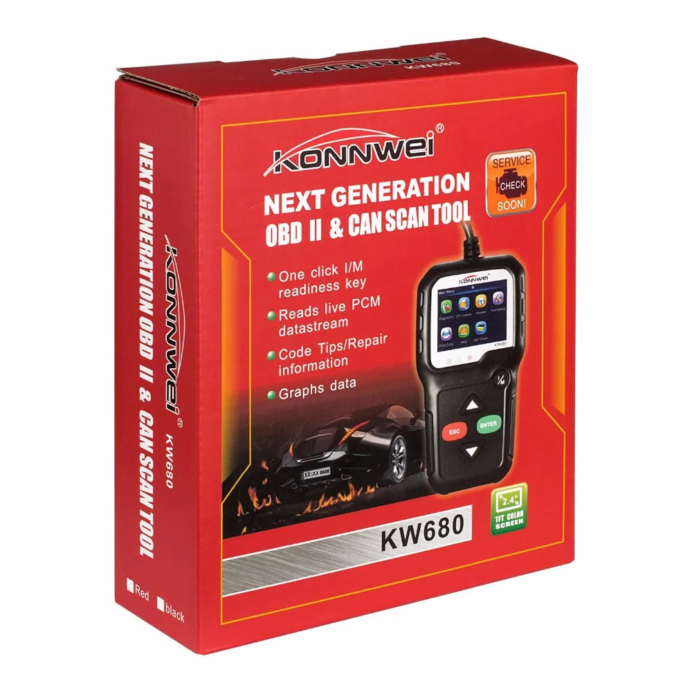 KONNWEI KW680 EOBD/OBDII/CAN автомобильный считыватель кодов многоязычный