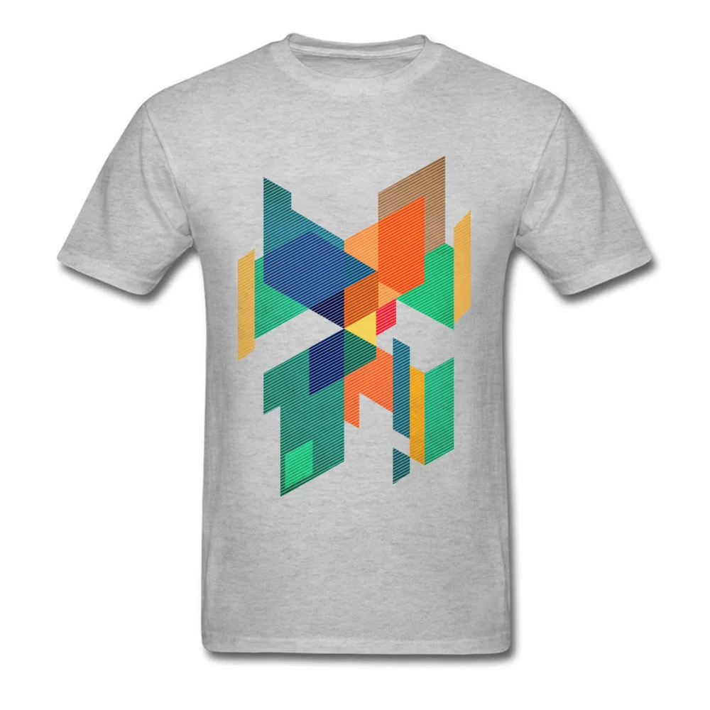 Dominant Men's Tops Tees Abstract Geometric Colors Composition Cool T Shirt Pure Cotton Short Sleeve Group T Shirt Crewneck Abstract Geometric Colors Composition grey