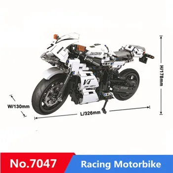 

716pcs 7047 Compatible with L Brand Technic Series White Racing Motorcycle Building Blocks DIY Bricks Toys For Baby Great Gifts