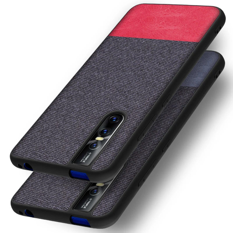 

For VIVO V15 Pro Case Luxury Soft Silicone edge+Hard Cloth texture protective Back Cover Case for vivo v15pro phone shell