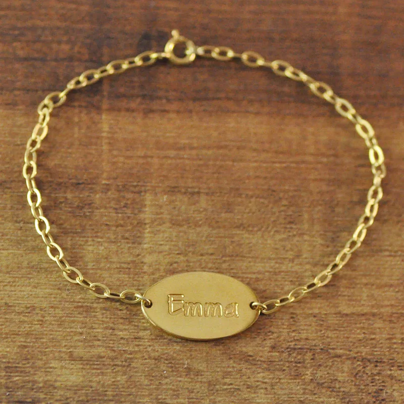 Personalised Engrave Name Bracelet, Gold Color Braceletin Charm