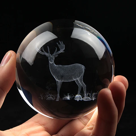 ball only Скандинавский Хрустальный Олень 3D лазерный шар стол Гостиная Современный домашний декор аксессуары для детей - Цвет: ball only