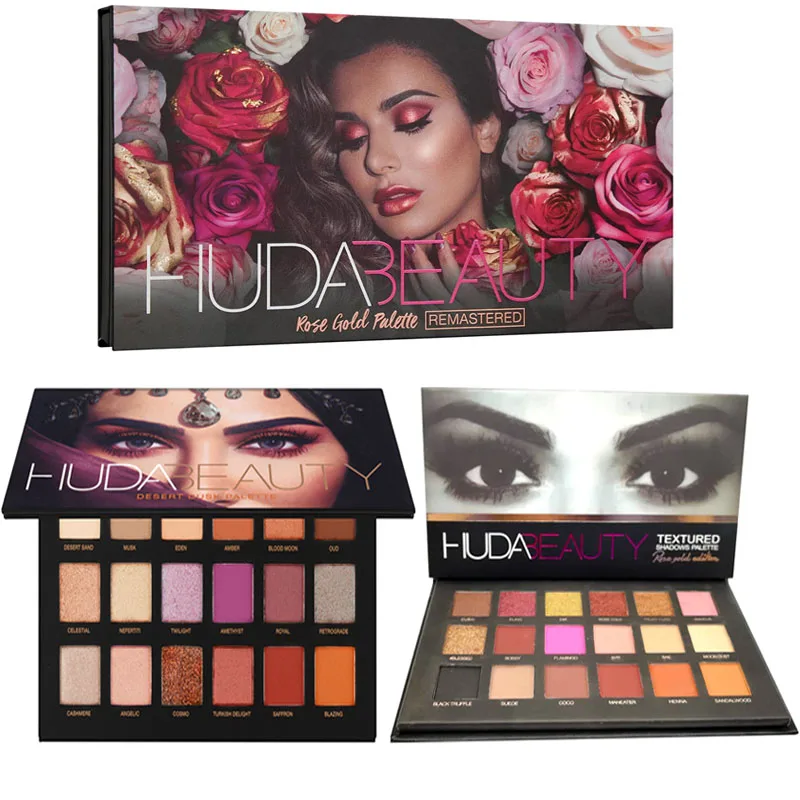 

HUDA beauty Textured Shadows Palette Rose Gold Edition makeup 18 Colors Eyeshadow with Hudas Matte Diamond Glitter Metallic Set