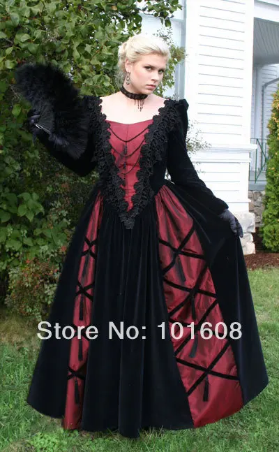 1860s Red Gothic Victorian Civil War Ball Gown Southern Belle Dress Costume 