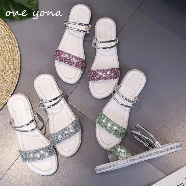 

Women's shoes 2019 summer new type of hollow fish mouth rhinestone flat platform casual fashion ladies sandals a243
