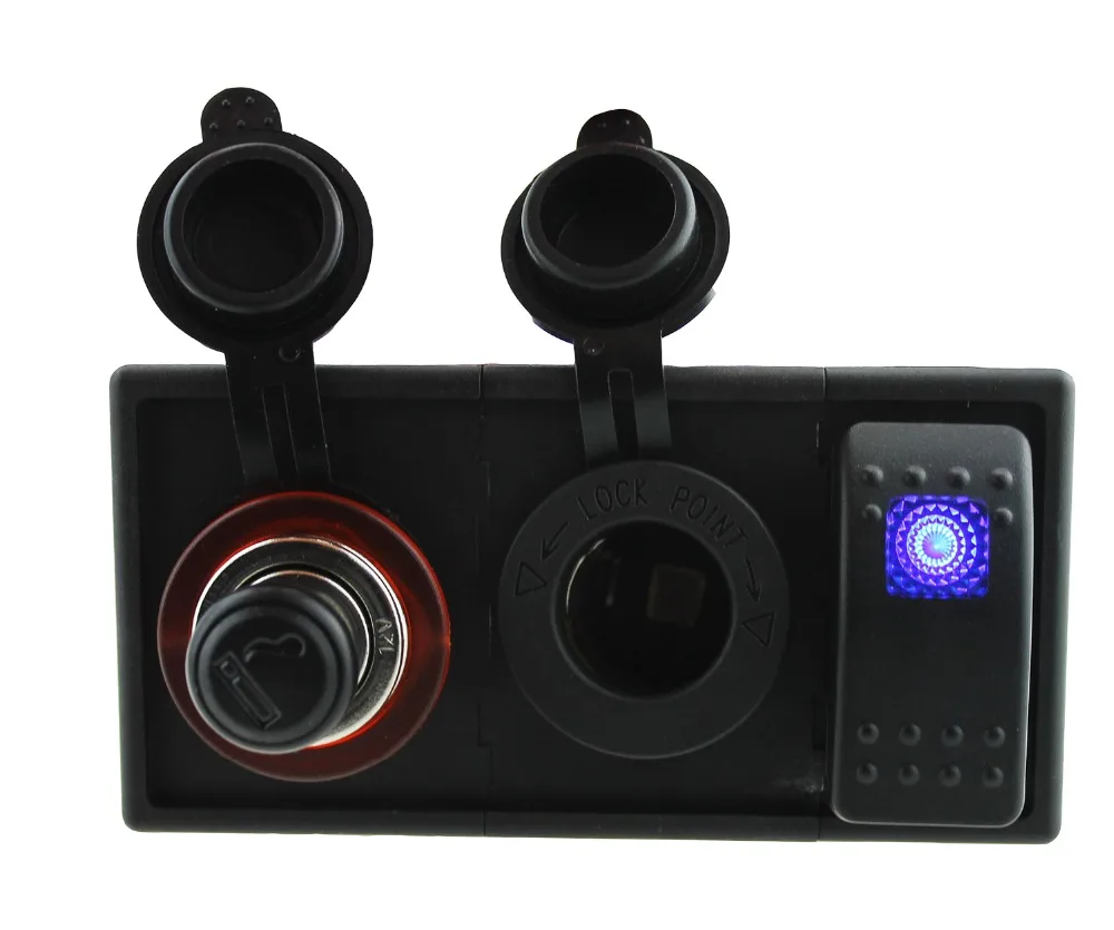 

DC12V-24V power socket cigarette socket with rocker switch holder housing kit for car boat RV motorcycle marine