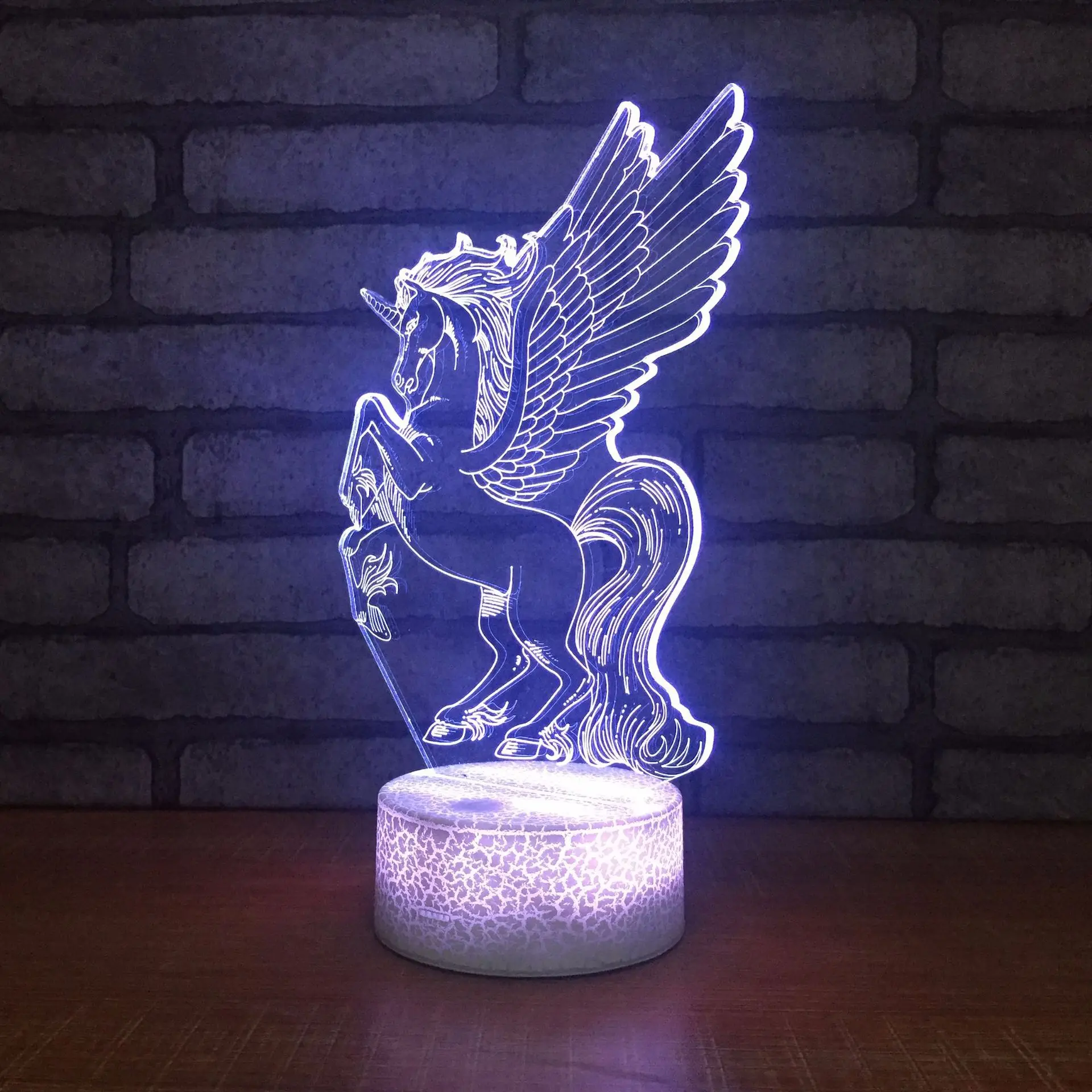

2018 LED Kawaii Animal Novelty Lights 3D Touch Lamp Horned Horse Lamp Reading Wood Table Lamps 7 Colors Christmas Gifts Light