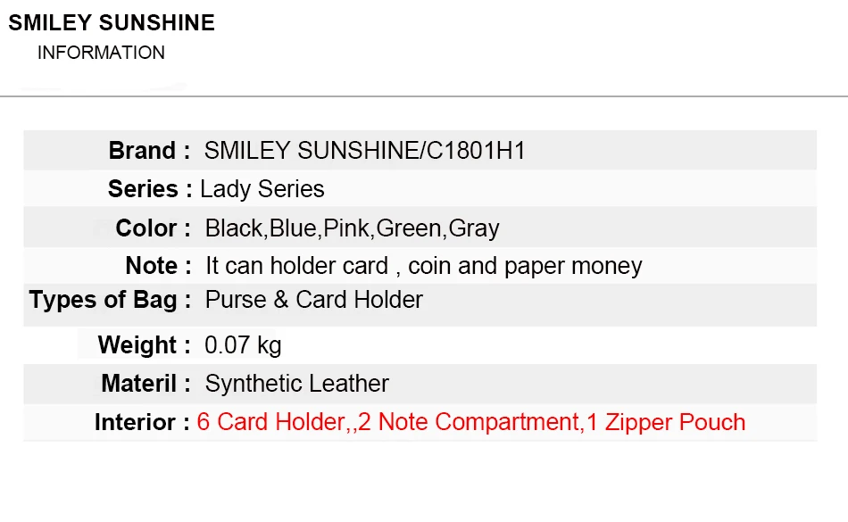 Smiley sunshine милый держатель для карт Для женщин бумажник розовый маленькие кошельки женские тонкие кошельки Женский мини-кошелек для денег 2018