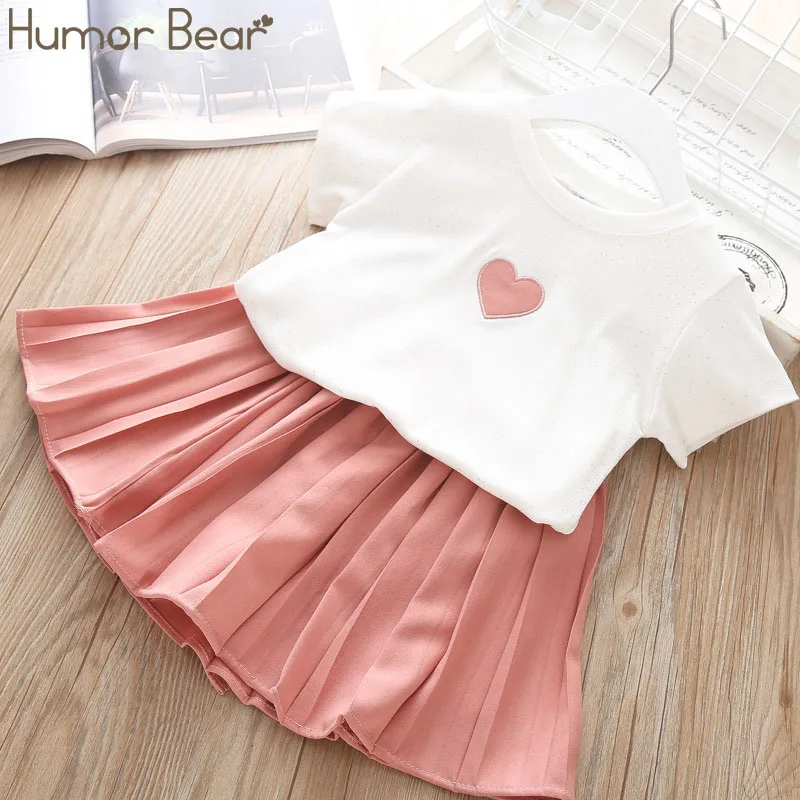 Humor Bear/Одежда для маленьких девочек коллекция года, летняя брендовая футболка с короткими рукавами и рисунком+ шорты комплекты из 2 предметов Одежда для девочек - Цвет: pink BZ277I