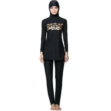 Women Printed Floral Modest Muslim Swimwear Hijab Muslimah Islamic Swimsuit Sport Clothing Plus Size Bikinis swimsuit