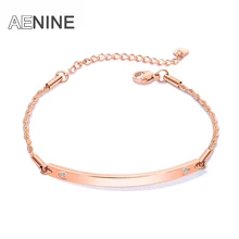 AENINE титановая сталь Розовое золото Цвет Личность бар изгиб браслеты Любовь кубический цирконий сестра звено цепи браслеты OGS920