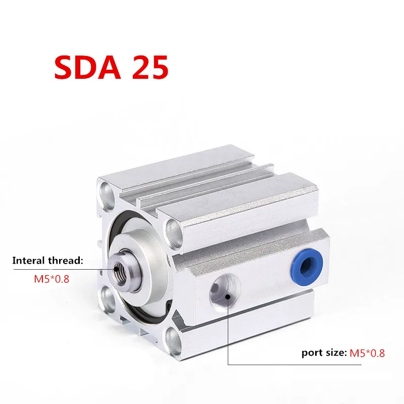 

Free shipping SDA25 series 5mm to 100mm Standard Thin cylinder Aluminum Alloy Shell Compact Pneumatic Cylinder