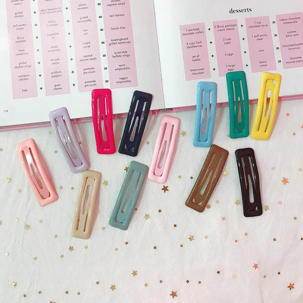 Color Square Candy Hair Clips Alloy Girl Hairpin Summer Cartoon Hairclips BB Clip Fashion Solid color Hair Accessories wide headbands for short hair