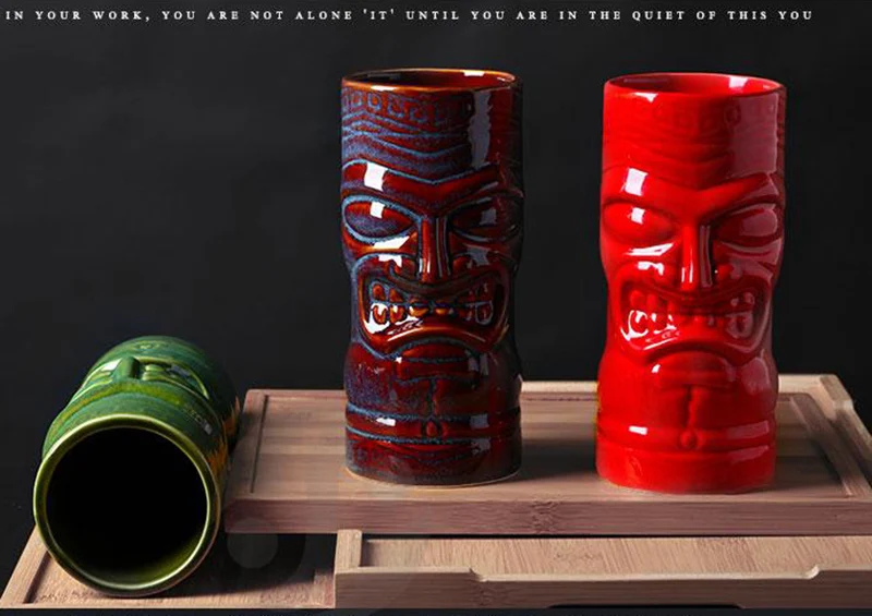 Керамическая кружка Tiki с рисунком лица на Хэллоуин Коктейльная пивная чашка для