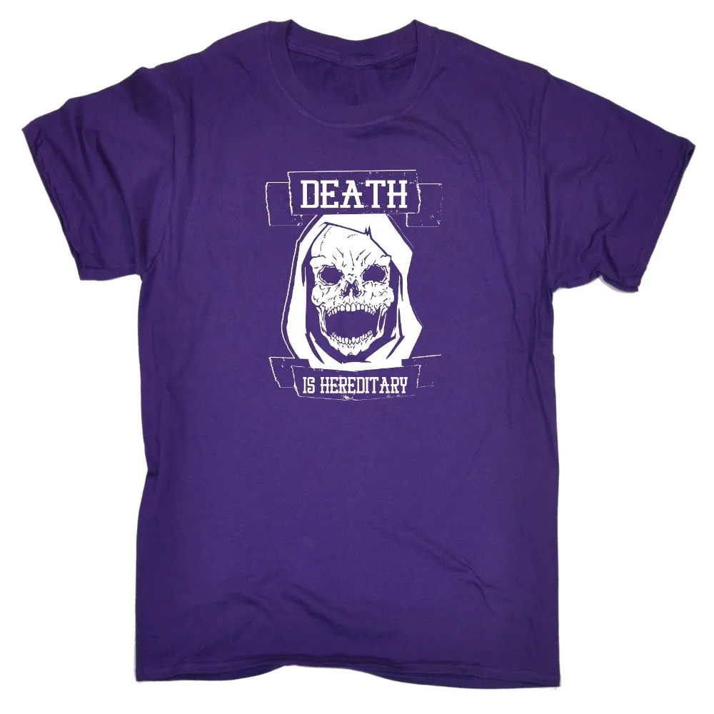 Youth Round Collar Customized T-Shirts Death Is Hereditary Skull MENS T-SHIRT tee birthday gift grim reaper dead scary Tee Shirt | Мужская