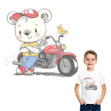 Нашивки медведя мотора наклейки с персонажами из мультфильмов наклейки железа на теплопередачи ручной работы на заказ Parches Kawaii аппликация для футболок