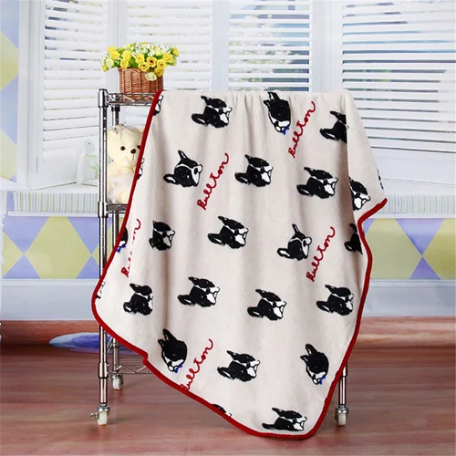 Мягкие одеяла с бульдогом, зимний теплый коврик для кровати собаки для маленьких и средних собак, одеяло Бультерьера, покрывало для щенков и кошек - Цвет: Beige bulldog
