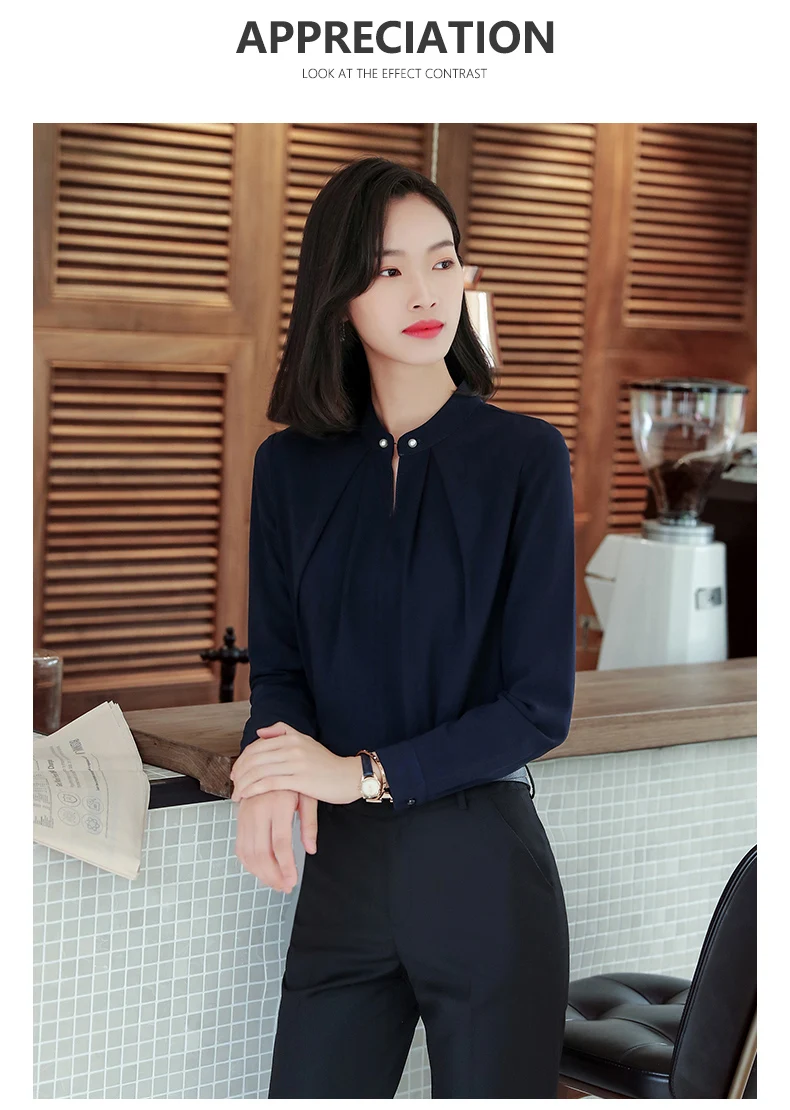 Элегантная шифоновая рубашка с v-образным вырезом, женская модная офисная блуза с длинным рукавом, новинка, официальная профессиональная рабочая одежда, топы размера плюс
