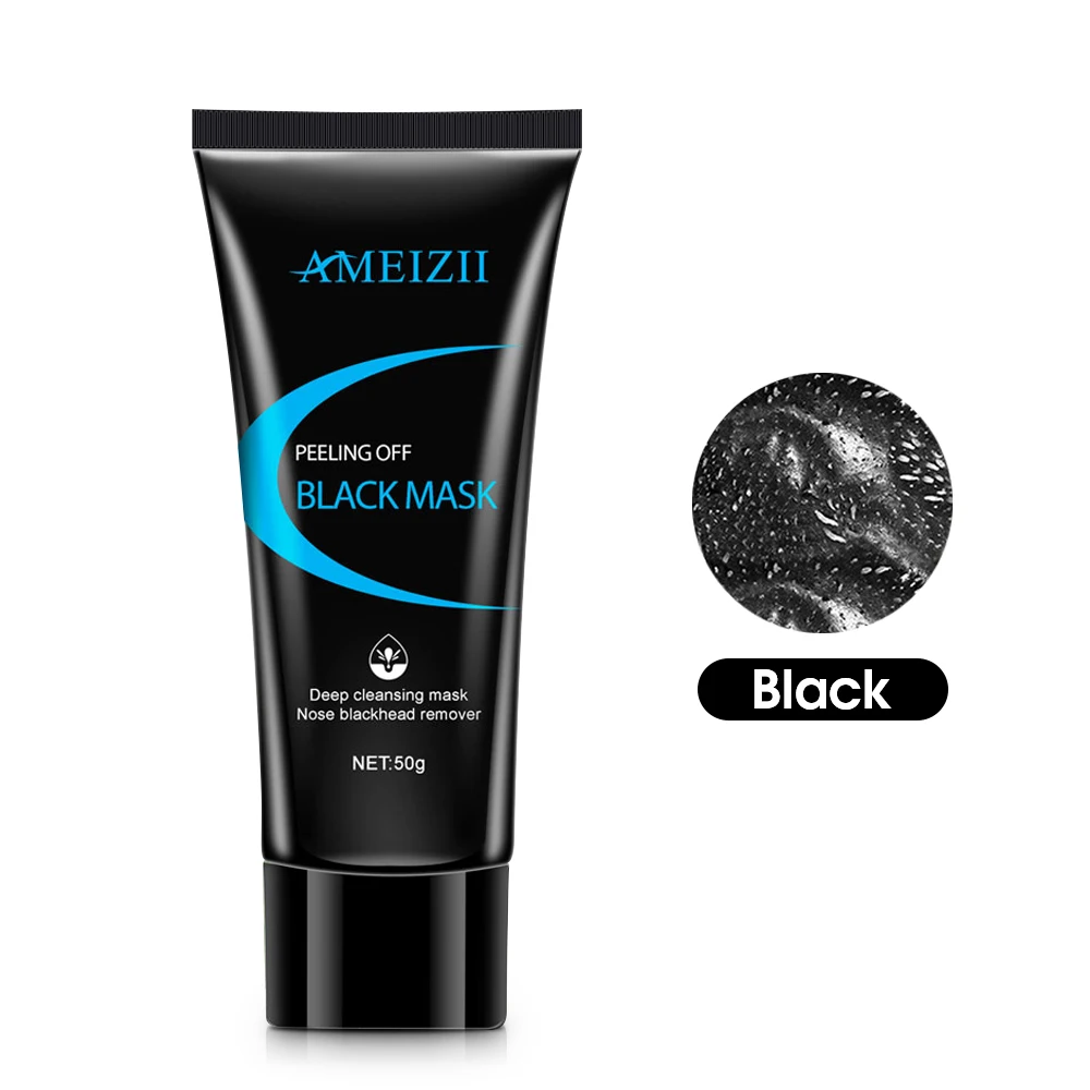 Ameizii Bamboo Charcoal Black Facial Korean Face Peeling Mask Nose Blackhead Remover Dots Skin Care Deep Cleaning Acne Treatment - Цвет: black