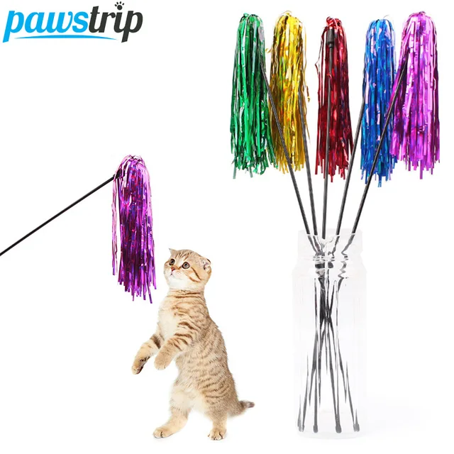 Buy 10pcs/lot Colorful Ribbon Cat Toy Wand 50cm Long