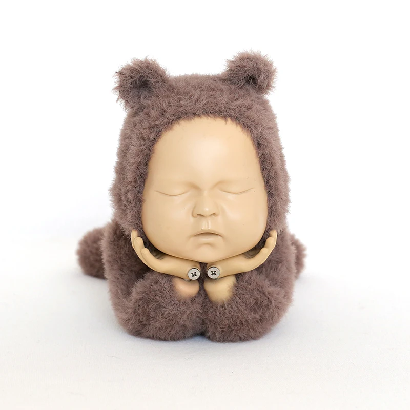 Cute Teddy Bear Hat Chunky Newborn Footed Romper and Fuzzy Photo Prop Outfit Baby Boy Girl Clothes Infant Bodysuit | Детская одежда и