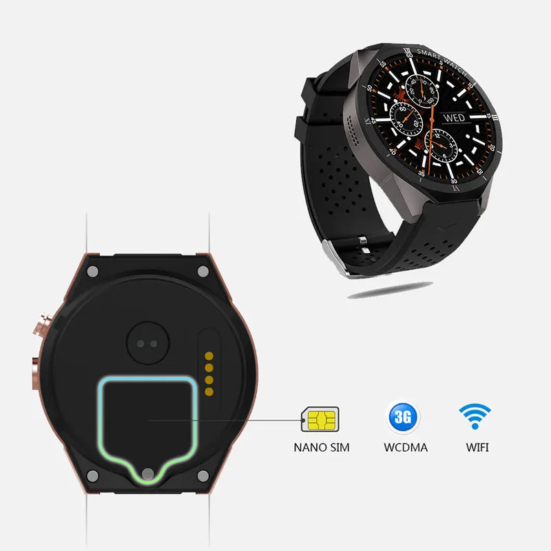 Мужские умные часы KW88 Pro с камерой 2 МП 1 ГБ ОЗУ 16 Гб ПЗУ SIM карта 3G Wi Fi GPS Android 7 0