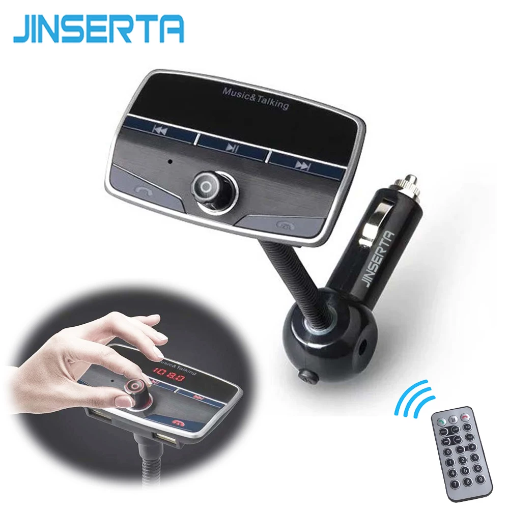

JINSERTA TF SD USB Car MP3 Player Bluetooth FM Transmitter Dual USB Wireless LCD Car Kit HandsFree with Remote Control