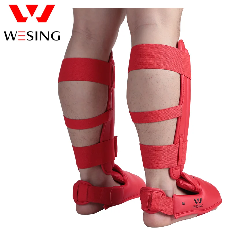 Wesing Tessuti in Pelle PU Karate Shin e Protezione del Piede Karate Shin Protector Approvato da WKF