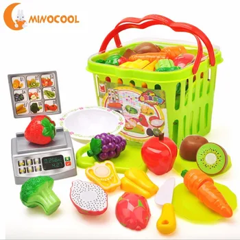 

Kid Baby Classical Kitchen Toy Vegetables Fruit Cutting Plastic Pretend Set Chopping Board Pretend Food Toy Set for Boy Girl
