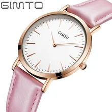 Populaire Élégant Casual Montre Femmes Rose Or Minimalisme Simple Mode Lady Quartz Montre-Bracelet Unisexe Amant de Horloge Filles Heure