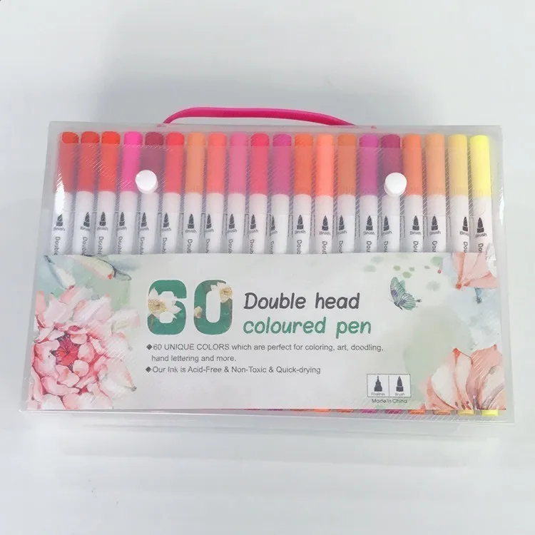24/60/100 тонко пишущие рисунок маркер двойной наконечник художественный маркер акварель кисти ручка анимации Manga эскизный чертёж акварель кисти ручка - Цвет: 60 Colors