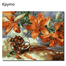 Kpymo DIY оформлена картина маслом по номерам цветы фотографии холст для гостиная стены книги искусству домашний декор VA-0279
