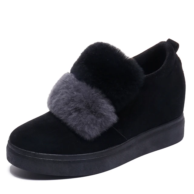 snow faux fur platform slip on loafer