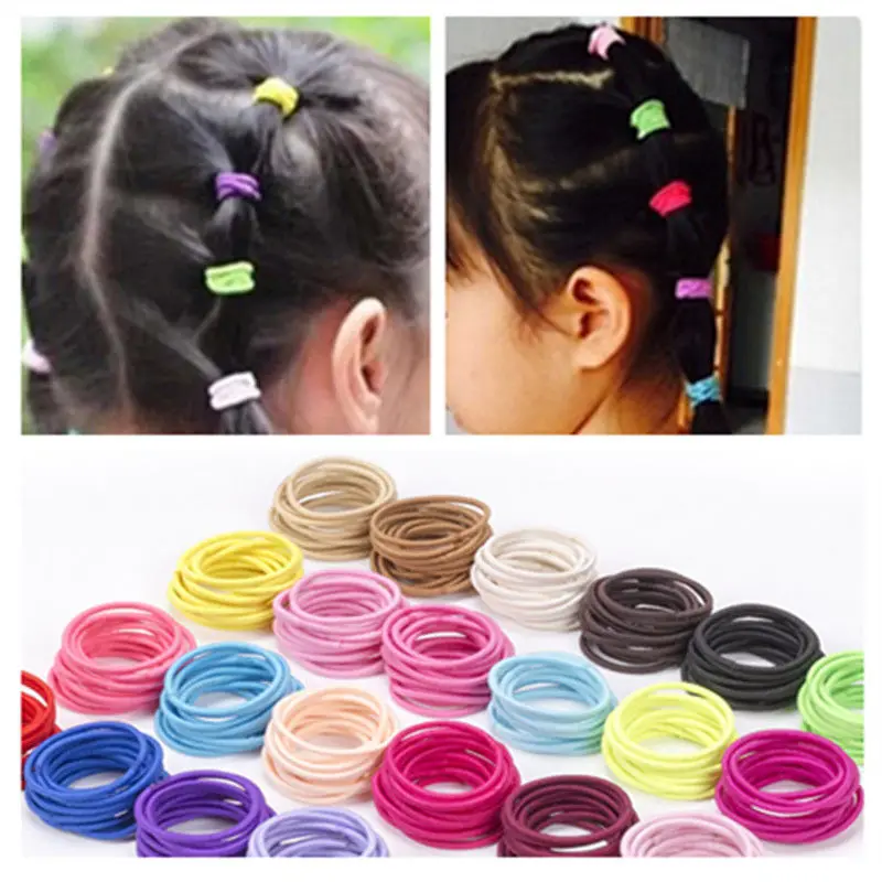 100PCS 3CM Elastic Hair Bands Girl Ponytail Hair Holder Hair Accessories Thin Elastic Rubber Band For Kids Hair Ties Hair Ropes (13)