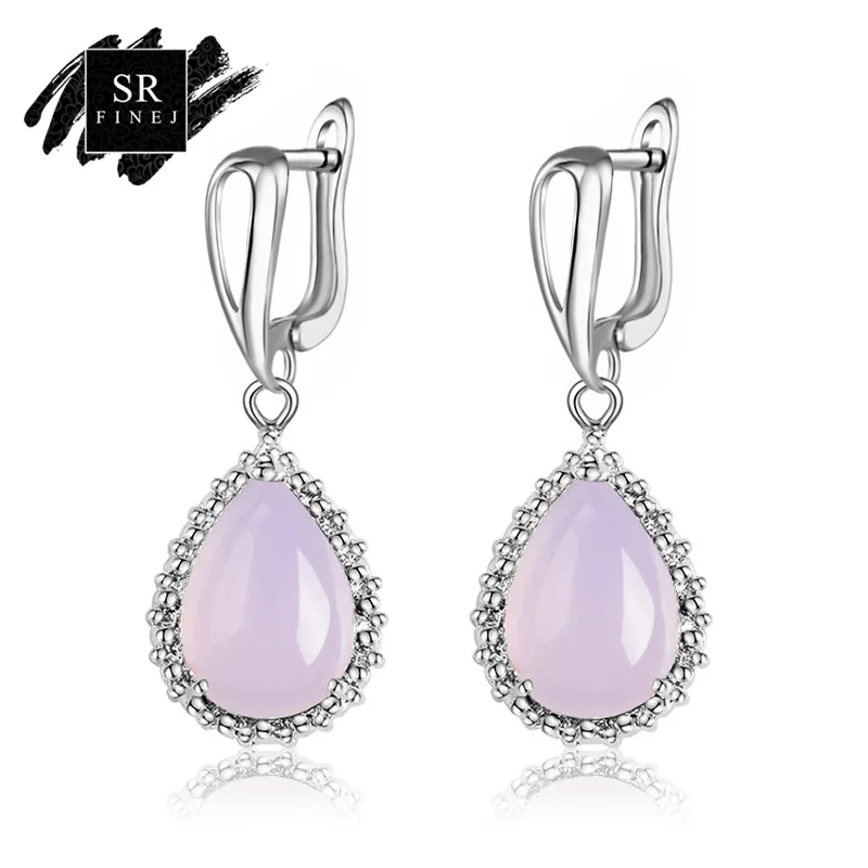

SR:FINEJ Trendy Water Drop CZ Crystal Earrings for Women Vintage Sliver Color Wedding Party Earrings Jewelry brinco feminino