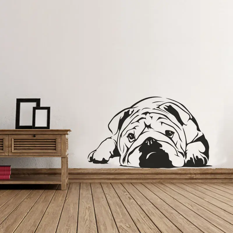 Lazy Bulldog Cute Dog Art Wall Sticker for Home Decor Pet Puppy Wall