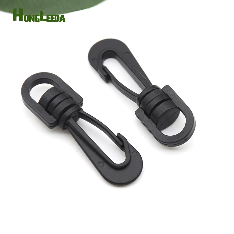 30pcs/lot HLD/B001F black POM plastic spring snap clip hooks carabiner paracord strap hooks
