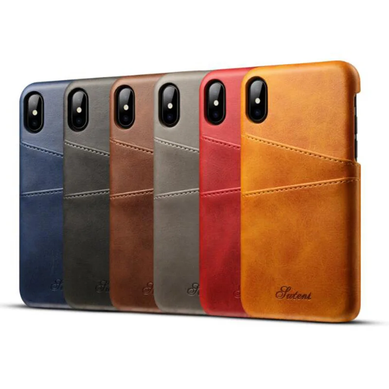 

QAYYNIMY Slim PU Leather Phone Case for iPhone 6 7 8 Plus ID Credit Card Holder Slot Back Cover for iPhone X Xs max XR