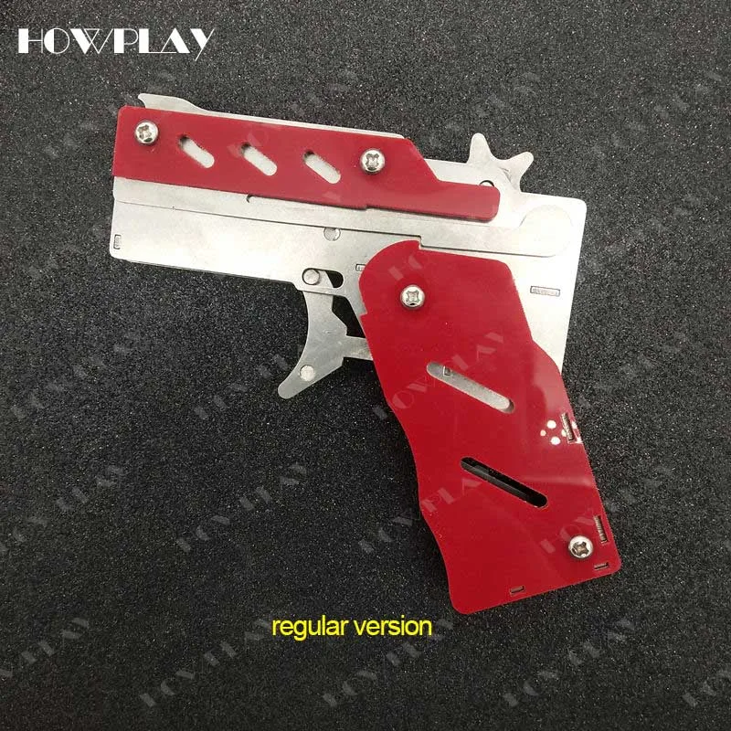 Howplay Rubber Band Gun Metal Mini Toy Guns Folding 6 Bursts Of Bullets
