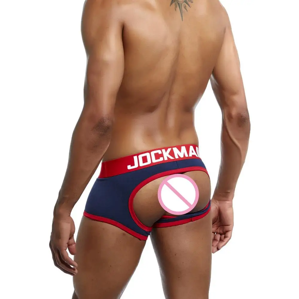 JOCKMAIL, Брендовое Мужское нижнее белье, сексуальное, игривое, без нижней части, боксеры, шорты, хлопок, мужские трусы, открытая спина, ягодицы, Гей Нижнее белье, бандаж - Цвет: Navy