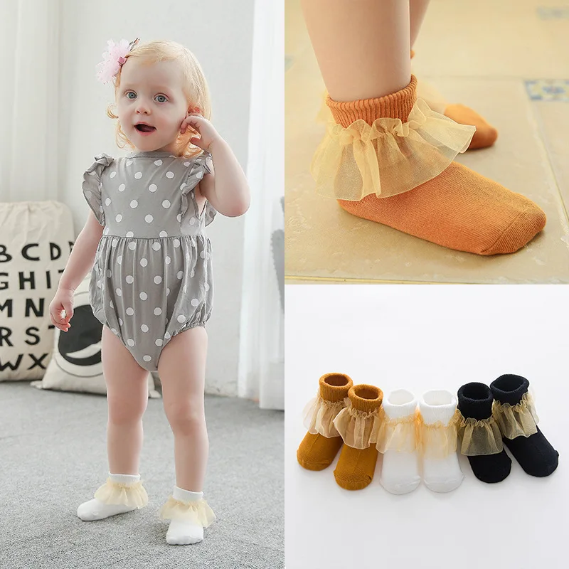 3 Pairs Pack New Baby Socks 0 3 Year Cotton Big Laciness Screw Infant ...