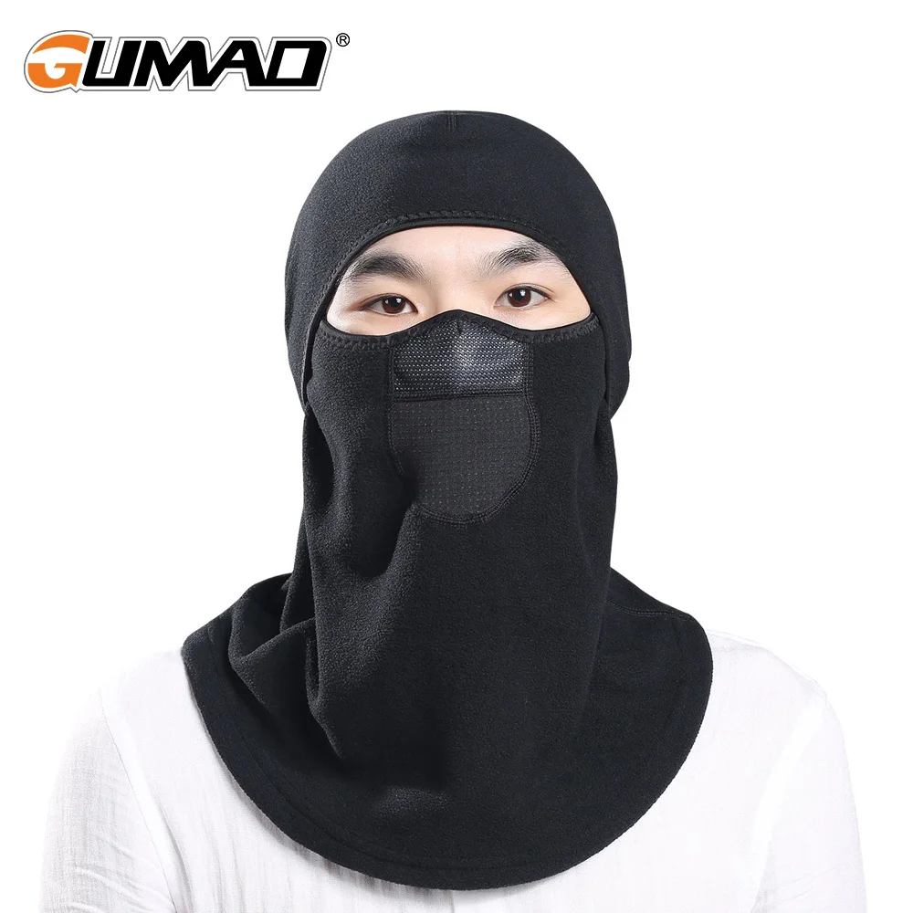 الشتاء الباردة الأسود Wärme الدراجات بالاكلافا كامل الوجه قناع الحرارية الصوف سميكة هود الرياضة التزلج الدراجة على الجليد الوجه درع قبعة