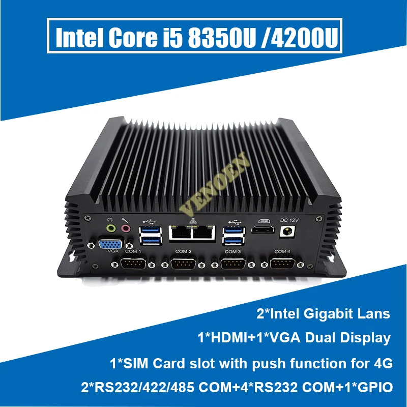 

Mini pc server core i7 i5 8250U 8350U industrial fanless computer RS232/422/485 COM 2 gigabit lan thin client J1900 i5 4200U